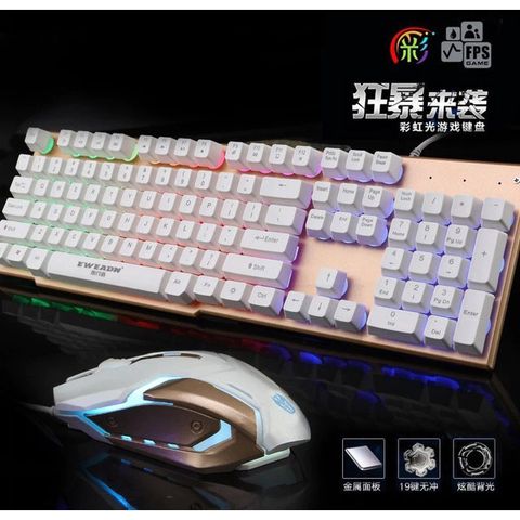 Combo Bàn Phím Chuột Gaming EWEADN K006 Giả Cơ LED 7 Màu RGB Chống Nước - Phụ Kiện Máy Tính Cho Game Thủ và Dân Văn Phòng