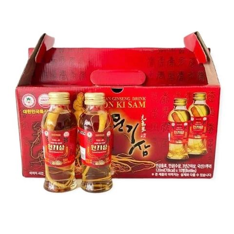 Nước hồng sâm có củ WonKiSam Hàn Quốc hộp 10 chai x 120ml