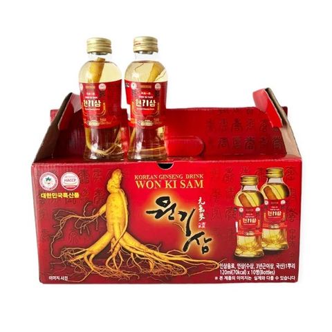 Nước hồng sâm có củ WonKiSam Hàn Quốc hộp 10 chai x 120ml