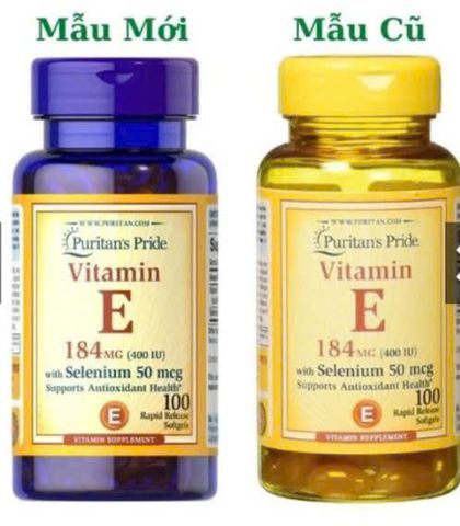 Viên Uống Vitamin E 184MG (400IU) với Selenium 50mcg - 100 Viên Puritan's Pride Mỹ - Chống Oxy Hóa, Làm Đẹp Da, Tăng Cường Miễn Dịch