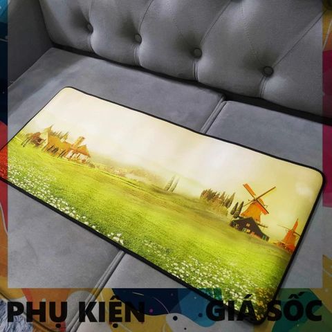 Tấm Lót Chuột Gaming Đồng Hoa Cối Xay Gió 70x30cm - Bề Mặt Nhẵn, Dày 3mm, Chống Trượt, Tối Ưu Hóa Điều Khiển Chuột