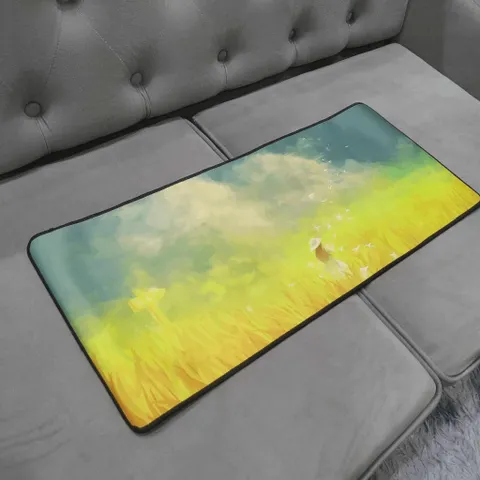 Tấm Lót Bàn Làm Việc Cô Gái Giữa Cánh Đồng Vàng 70x30cm - Miếng Lót Chuột Chống Nước, Chống Trầy, Cao Su, Dày Dặn 3mm