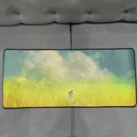 Tấm Lót Bàn Làm Việc Cô Gái Giữa Cánh Đồng Vàng 70x30cm - Miếng Lót Chuột Chống Nước, Chống Trầy, Cao Su, Dày Dặn 3mm