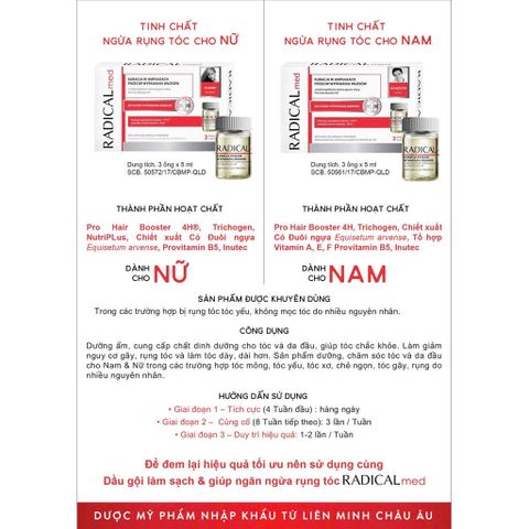 Tinh Chất Radical Med Chống Rụng Tóc Nam - Giúp Tóc Khỏe Mạnh Và Dày Hơn - Hộp 3 Lọ 5ml