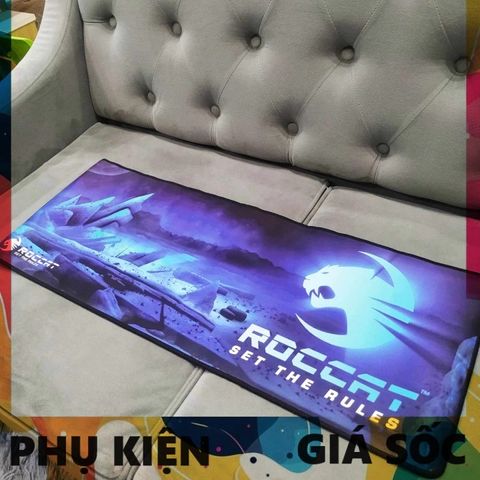 Miếng Lót Chuột Lớn ROCCAT XANH Blue 80x30cm - Chống Nước, Dày 3mm, Bàn Di Chuột Cao Su Chất Lượng, Hình Ảnh Đẹp Mắt