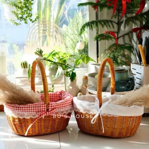 Giỏ Mây Tre Thủ Công Vintage Nhỏ Xinh - Phụ Kiện Chụp Ảnh Dã Ngoại, Decor Tết và Noel, Đựng Đồ Thông Minh