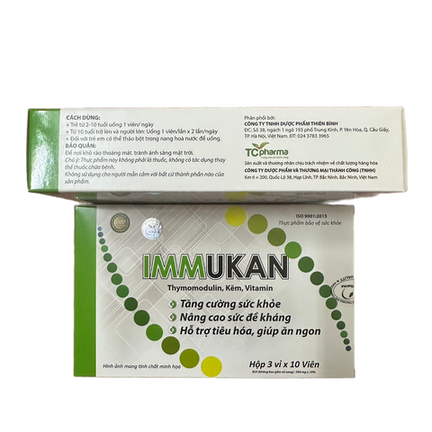 Viên Uống IMMUKAN Bổ Sung Thymomodulin và Kẽm - Tăng Cường Sức Khỏe và Nâng Cao Sức Đề Kháng - Hộp 30 Viên