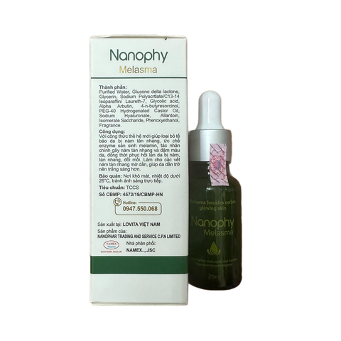 Serum Nanophy Melasma 20ml - Serum Làm Trắng Da, Giảm Nám, Tàn Nhang, Phục Hồi Làn Da Sáng Mịn, Ngăn Ngừa Lão Hóa