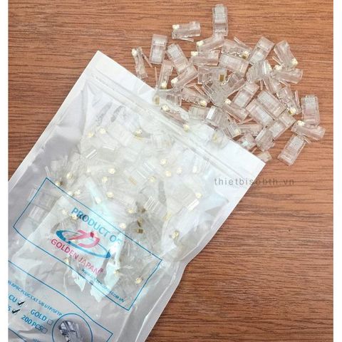 Combo 100 Hạt Mạng RJ45 Golden Japan - Chân Đồng Chất Lượng Cao Để Bấm Dây Mạng, 100 Hạt Nhựa PVC Ổn Định