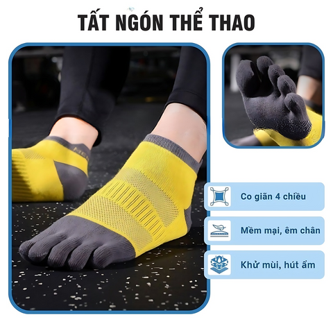 Tất Xỏ Ngón Thể Thao PÊ ĐAN - Vớ Chạy Bộ Thoáng Mát, Chất Liệu Cotton, Đệm êm, Dùng Cho Nam Nữ, Đạp Xe, Cắm Trại