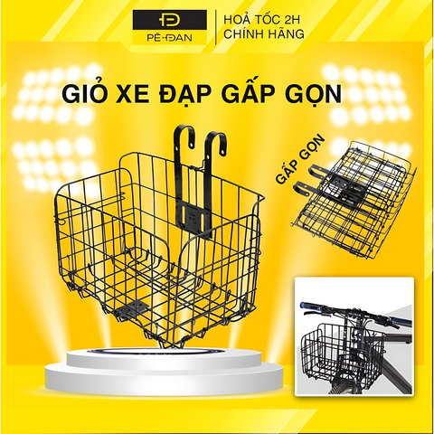 Giỏ Xe Đạp Gấp Gọn PÊ ĐAN - Chất Liệu Kim Loại Dày Chắc Chắn, Tiết Kiệm Không Gian, Dễ Lắp, Phụ Kiện Xe Đạp Hữu Ích