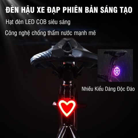 Đèn Hậu Xe Đạp PÊ ĐAN Sạc USB Chống Nước IPX4 4 Chế Độ Sáng LED COB, An Toàn Khi Đạp Xe Ban Đêm