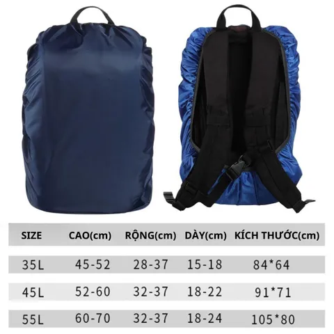 Túi Trùm Balo PÊ ĐAN Chống Nước Chống Bụi Dành Cho Balo 35-45L - Tiện Lợi Du Lịch Ngoài Trời