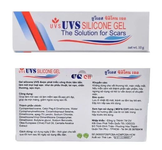 Gel UVS Silicone (Thái Lan) 10gr - Chuyên biệt làm mờ sẹo lồi, sẹo phì đại, tái tạo và dưỡng ẩm cho da mịn màng.