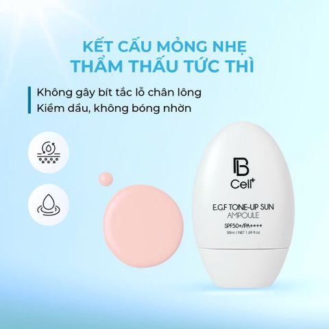 Kem Chống Nắng BCell+ EGF 50ml - Bảo Vệ Da Khỏe Mạnh Trước Tia UV, Làm Tươi Sáng, Dưỡng Ẩm Tối Ưu, Phục Hồi Da Mềm Mịn