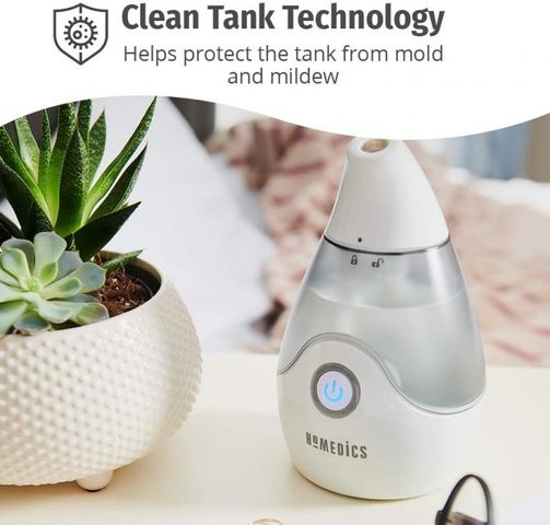 Máy Tạo Ẩm Siêu Âm HoMedics UHE-CM15-SO - Thiết Bị Khử Khuẩn, Yên Tĩnh, Dễ Dàng Di Chuyển, Hoạt Động 10 Giờ