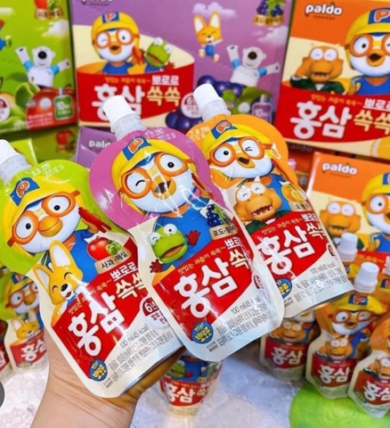 Nước Hồng Sâm Trái Cây Paldo Pororo - Thức Uống Giải Khát Bổ Dưỡng, Tăng Cường Sức Khỏe Cho Trẻ Em và Người Lớn