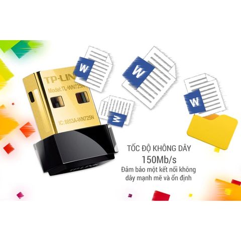 Thiết bị thu sóng Wifi TP-LINK USB TL-WN725N - Kết nối không dây 150Mbps, bảo mật WPA/WPA2, thiết kế nhỏ gọn, dễ sử dụng
