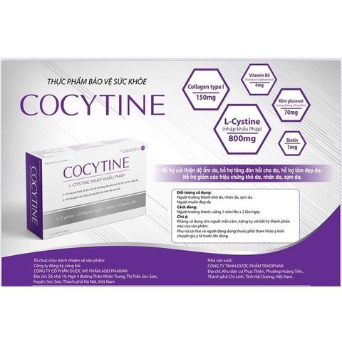 Viên Uống Cocytine Hỗ Trợ Làm Đẹp Da, Tóc Và Giảm Mụn Cho Da Nhờn - Hộp 30 Viên