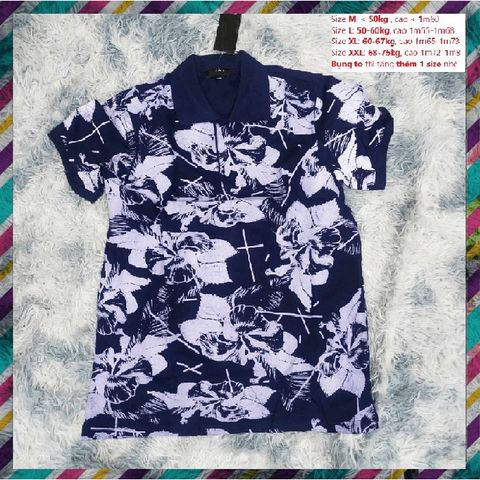 Áo Polo Nam Cổ Bẻ Vải Cotton Cao Cấp Họa Tiết Phối Hoa Thanh Lịch - Đen, Trắng, Xanh Thẫm, Thấm Hút Mồ Hôi