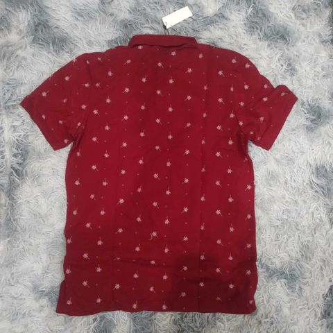 Áo Polo Nam Q29 Đỏ Họa Tiết Cây Dừa - Chất Cotton Thoáng Khí, Thoải Mái, Dễ Phối Đồ, Thời Trang Nam Cao Cấp