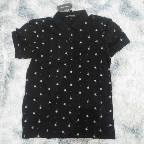 Áo Polo Nam Q29 Đen Họa Tiết Cây Dừa - Vải Cotton Thoáng Khí, Dễ Dàng Phối Đồ, Thời Trang Nam Cổ Bẻ