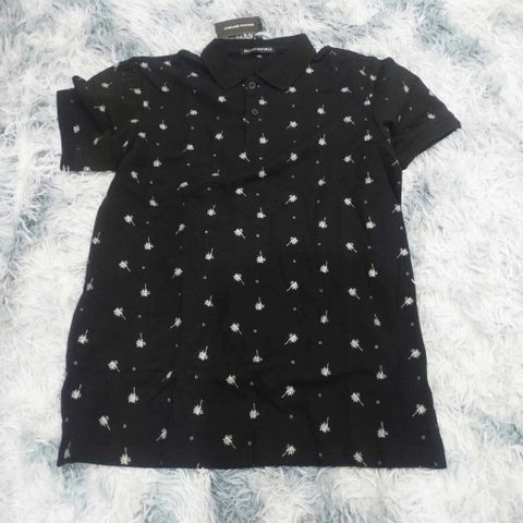 Áo Polo Nam Q29 Đen Họa Tiết Cây Dừa - Vải Cotton Thoáng Khí, Dễ Dàng Phối Đồ, Thời Trang Nam Cổ Bẻ