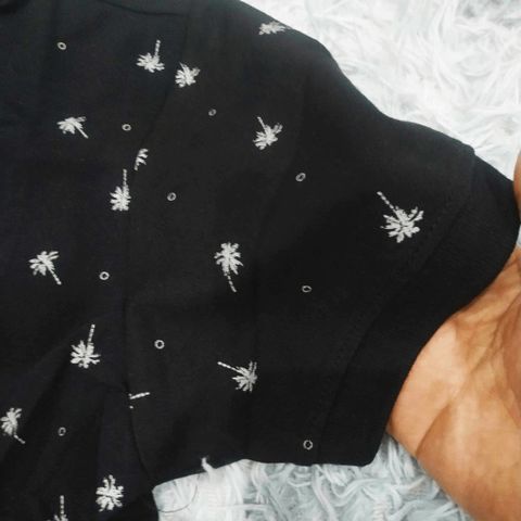 Áo Polo Nam Q29 Đen Họa Tiết Cây Dừa - Vải Cotton Thoáng Khí, Dễ Dàng Phối Đồ, Thời Trang Nam Cổ Bẻ