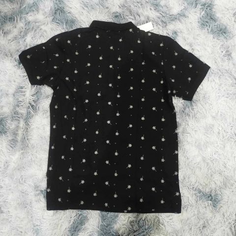 Áo Polo Nam Q29 Đen Họa Tiết Cây Dừa - Vải Cotton Thoáng Khí, Dễ Dàng Phối Đồ, Thời Trang Nam Cổ Bẻ