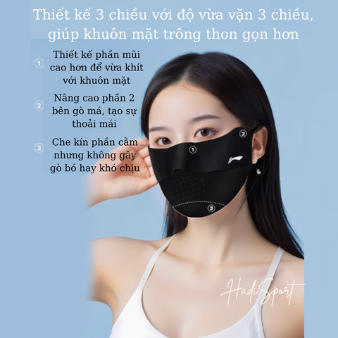 Khẩu trang chống nắng Ice Silk Lining thoáng mát mềm nhẹ mát lạnh UPF50+ chống tia UVA UVB LCUT062