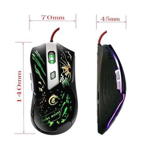 Chuột Chơi Game Có Dây A905 LED RGB Đen - Độ Nhạy 2400dpi, Chính Xác Cao, Thiết Kế Ergonomic, Tương Thích Laptop & PC