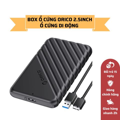 Hộp Đựng Ổ Cứng 2.5 inch ORICO 25PW1-U3 USB 3.0 Đen - HDD Box SATA 3 Ngoài Trời, Hỗ Trợ Windows và Mac OS