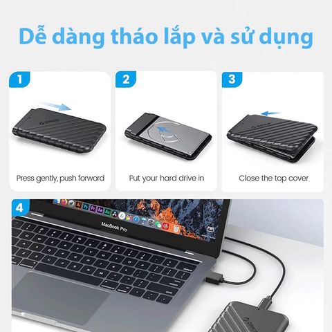 Hộp Đựng Ổ Cứng 2.5 inch ORICO 25PW1-U3 USB 3.0 Đen - HDD Box SATA 3 Ngoài Trời, Hỗ Trợ Windows và Mac OS
