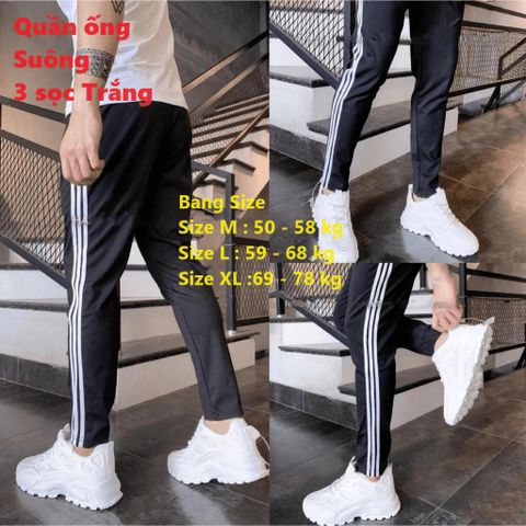 Quần Jogger Thể Thao Nỉ Unisex 3 Sọc Trắng - Thời Trang Nam Nữ Đẹp, Dễ Phối Đồ, Phong Cách Năng Động (40-86kg)