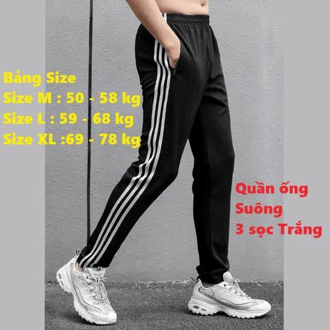 Quần Jogger Thể Thao Nỉ Unisex 3 Sọc Trắng - Thời Trang Nam Nữ Đẹp, Dễ Phối Đồ, Phong Cách Năng Động (40-86kg)