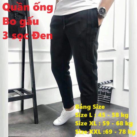 Quần Jogger Thể Thao Unisex 3 Sọc Trắng Đen - Nỉ Poly Tập Gym, Dạo Phố Cho Nam Nữ, Phong Cách Năng Động, Thoải Mái