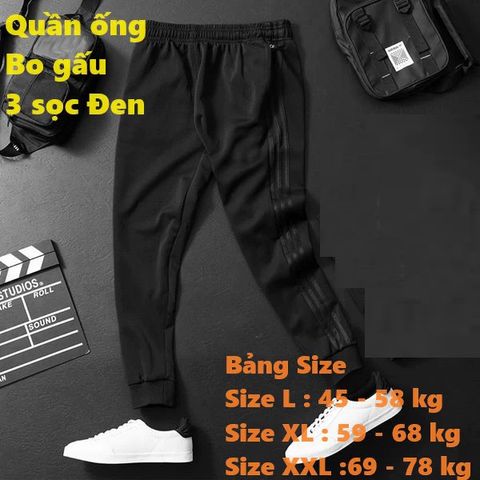 Quần Jogger Thể Thao Unisex 3 Sọc Trắng Đen - Nỉ Poly Tập Gym, Dạo Phố Cho Nam Nữ, Phong Cách Năng Động, Thoải Mái