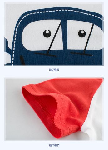 Áo Thun Cộc Tay Cotton 100% cho Bé - Họa Tiết Dễ Thương Khủng Long, Xe Cứu Hỏa, Máy Bay - Thời Trang Năng Động Cho Trẻ Em 3-8 Tuổi