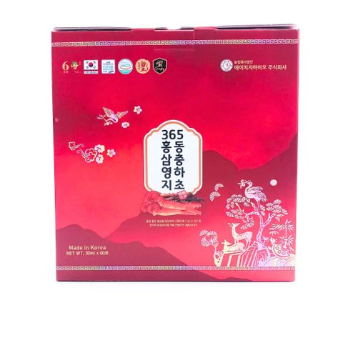 Nước Hồng Sâm Linh Chi Đông Trùng Hạ Thảo 365 - Hỗ Trợ Sức Khỏe, Tăng Đề Kháng, Giảm Stress, 60 Gói x 50ml Hàn Quốc
