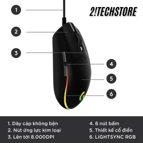 Chuột Có Dây Logitech G102 - Chuột Gaming 8000 DPI Chính Xác, Thiết Kế Ergonomic, Đèn RGB Tùy Chỉnh, Để Chơi Game và Làm Việc