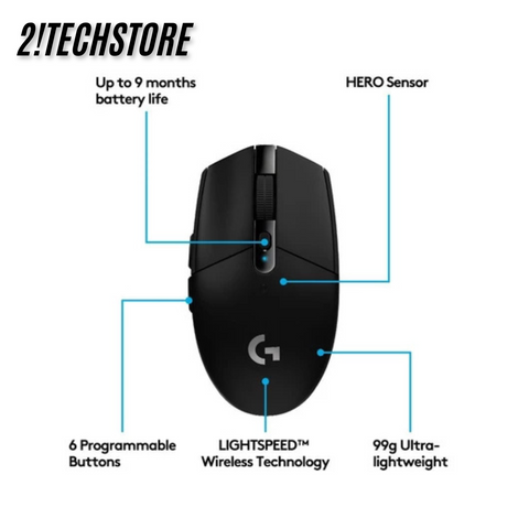 Chuột Không Dây Logitech G304 HERO - Chuột Gaming Cao Cấp 12.000 DPI, Kết Nối 1ms, Thiết Kế Nhẹ và Công Thái Học, Dành Cho Game Thủ