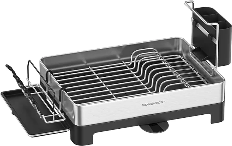 Giá để bát đĩa Songmics KCS030B01 - Kệ đựng bát đĩa thông minh bằng thép không gỉ, tiết kiệm không gian, có vòi xả 360 độ