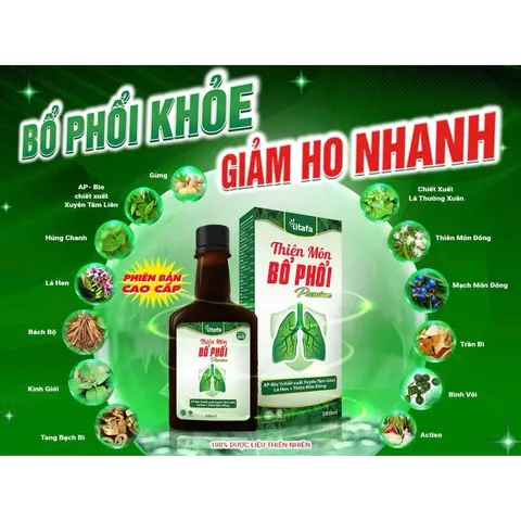 Thiên Môn Bổ Phổi 280ml - Hỗ Trợ Giảm Ho, Đờm, Đau Rát Họng - Thực Phẩm Chức Năng Bổ Phổi Tự Nhiên