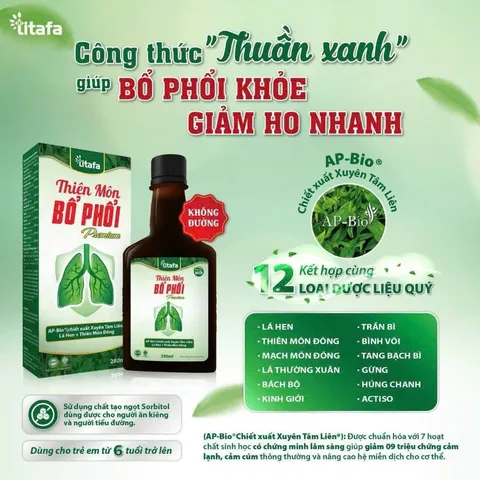 Thiên Môn Bổ Phổi 280ml - Hỗ Trợ Giảm Ho, Đờm, Đau Rát Họng - Thực Phẩm Chức Năng Bổ Phổi Tự Nhiên