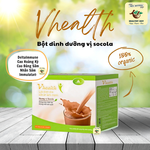 Bột dinh dưỡng Vhealth Socola 100% tự nhiên - Giàu dinh dưỡng, hỗ trợ tăng/giảm cân hiệu quả, bữa ăn nhanh gọn lý tưởng cho sức khỏe