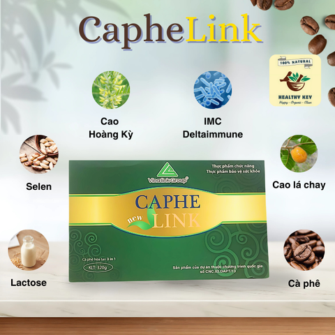 Cà Phê Link Nguyên Chất Decaf Thảo Mộc Hữu Cơ - Tăng Cường Đề Kháng, Phù Hợp Cho Người Nhạy Cảm Caffein, 20 Gói 320g