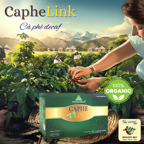 Cà phê Link Decaf Thảo Mộc Rang Xay - Tăng Cường Đề Kháng, Không Bồn Chồn, Hương Vị Nguyên Chất - 20 Gói 320g