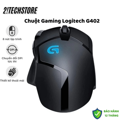 Chuột Gaming Logitech G402 - Cảm Biến Delta Zero 4000 DPI, Thiết Kế Công Thái Học, LED RGB, Chuyên Dụng Cho Game Thủ