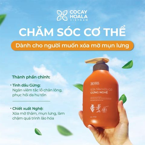 Sữa Tắm Gừng Nghệ Cocayhoala 500g - Dưỡng Trắng Mờ Thâm, Giúp Làm Sáng Da và Kháng Viêm, Hương Thơm Thiên Nhiên Thư Giãn