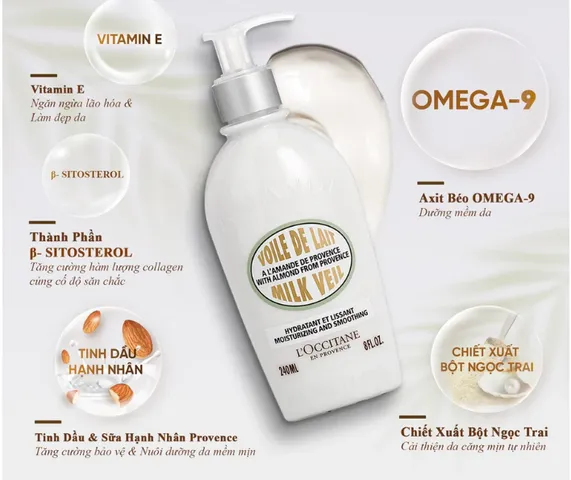 Sữa Dưỡng thể L'Occitane Almond Milk Veil 240ml